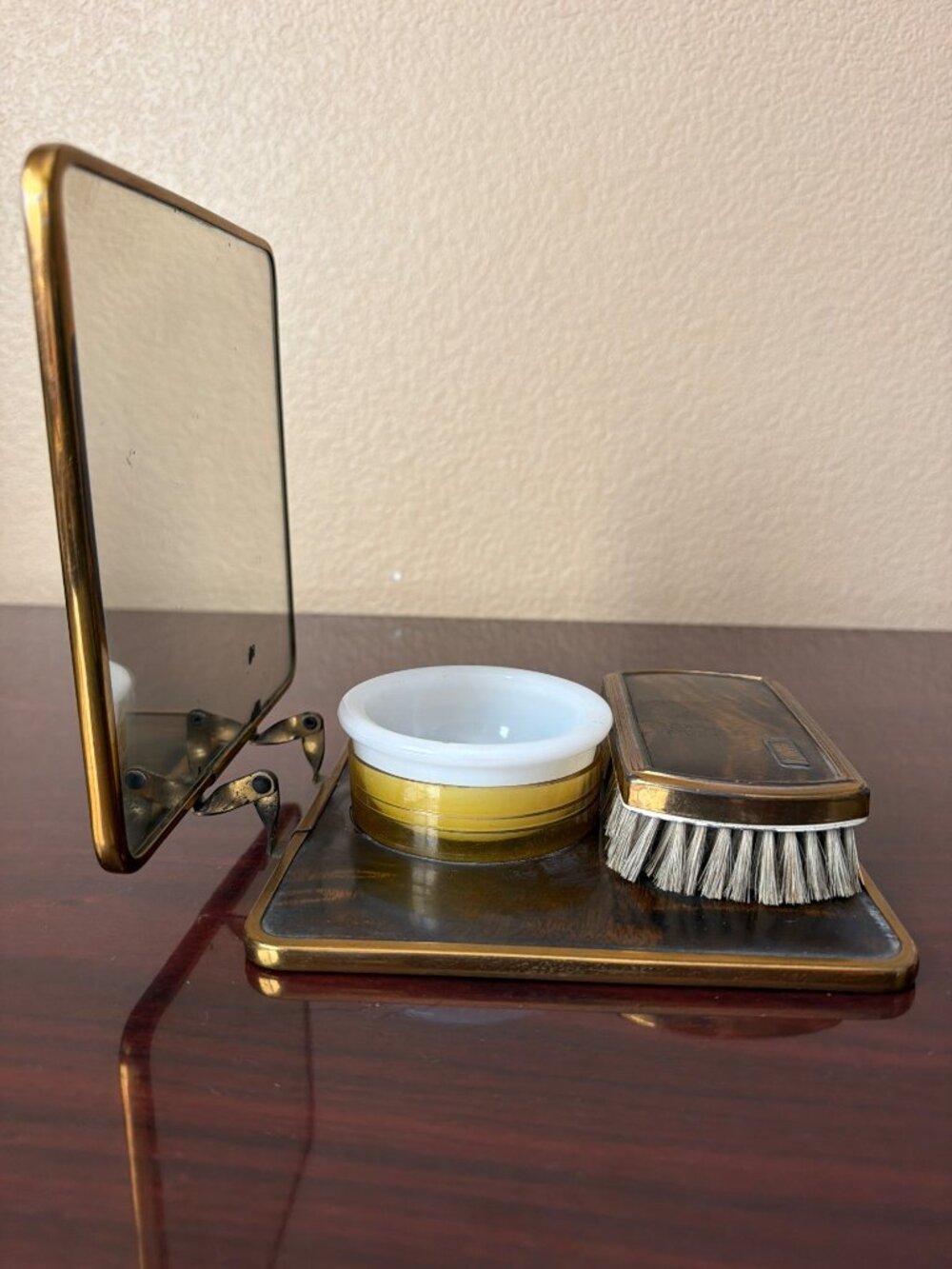 VTG Art Deco Celluloid Faux Tortoise Shell Gentleman's Dresser Set Mirror Brush - Picture 16 of 16